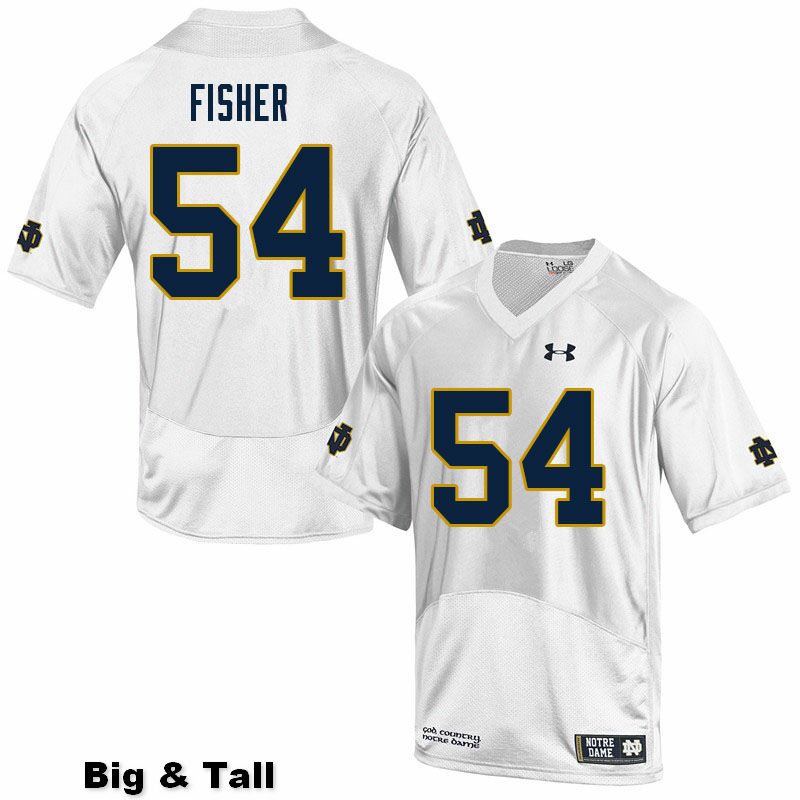 Men's NCAA Notre Dame Fighting Irish #54 Blake Fisher Stitched College Under Armour Authentic White Big & Tall Football Jersey QP10E25PC